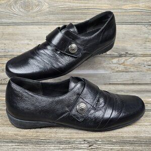 Munro American Comb Last Black Leather Loafers Made in USA Women's Size 12